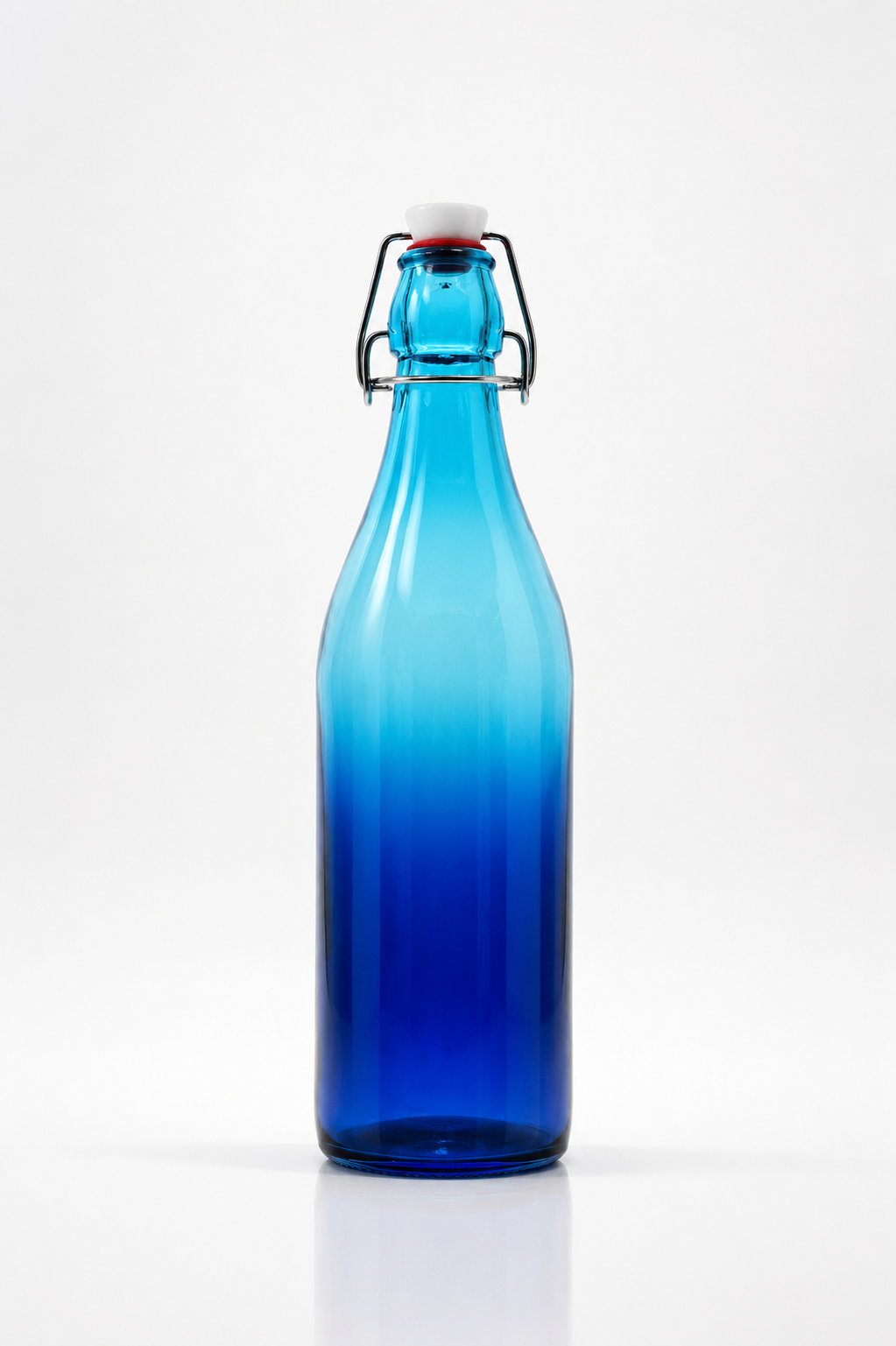 Blue Glass Bottle with Swing-Top Ceramic Stopper